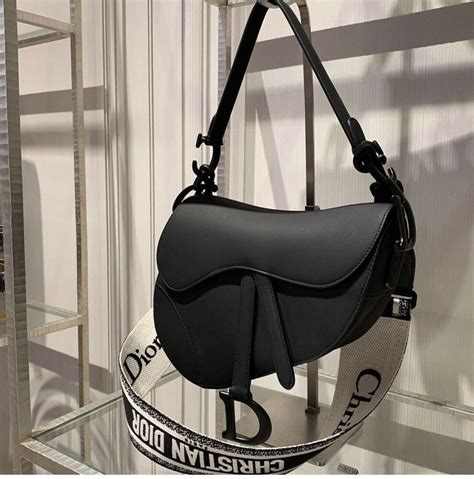 dior black bag matte|dior saddle bag black on.